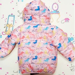 Детско ватирано яке на еднорози с ушички