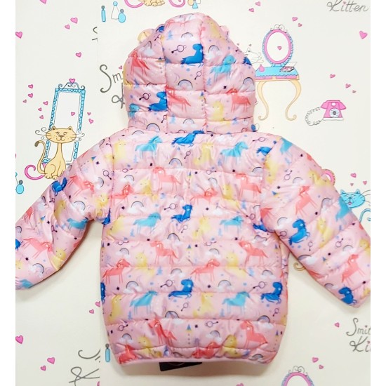 Детско ватирано яке на еднорози с ушички