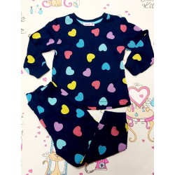 Детска пижама в тъмносиньо на сърца