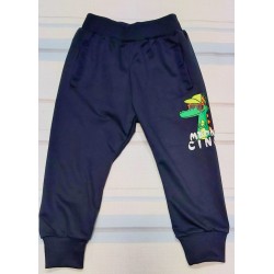 Детско  спортно долнище с динозавър в тъмносиньо