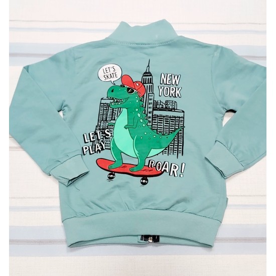 Детски спортен комплект в зелено ,,Динозавър със скейтборд Детски спортен комплект в зелено ,,Динозавър със скейтборд