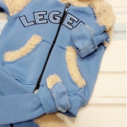 Ватиран бебешки комплект със суичър с качулка и долнище Ватиран бебешки комплект със суичър с качулка и долнище