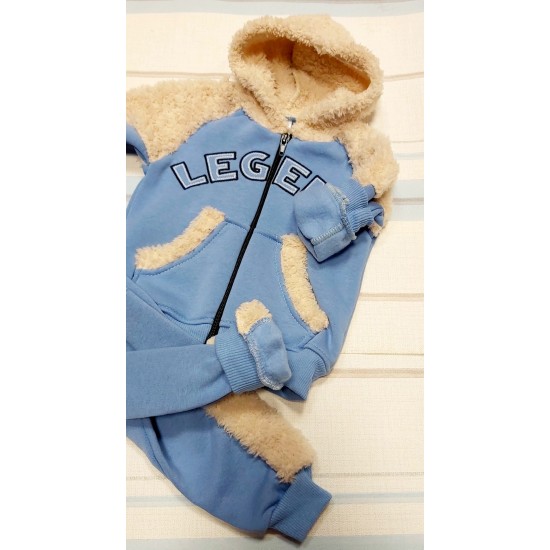 Ватиран бебешки комплект със суичър с качулка и долнище Ватиран бебешки комплект със суичър с качулка и долнище