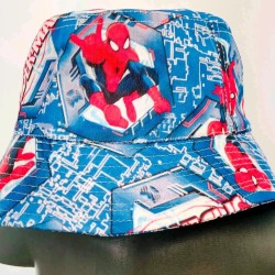 Детска лятна памучна шапка Спайдърмен 3-6г в синьо