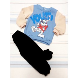 Ватиран детски комплект в синьо  Зайче