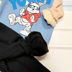 Ватиран детски комплект в синьо  Зайче