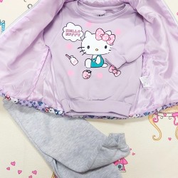 Ватиран детски комплект в лилаво с елек Hello Kitty Ватиран детски комплект в лилаво с елек Hello Kitty