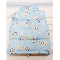 Бебешки елек в синьо и жълто с Панди Бебешки елек в синьо и жълто с Панди