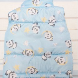 Бебешки елек в синьо и жълто с Панди