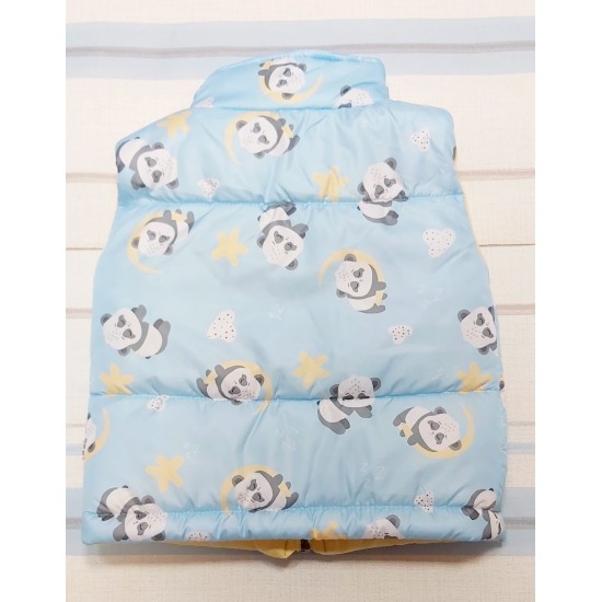 Бебешки елек в синьо и жълто с Панди Бебешки елек в синьо и жълто с Панди