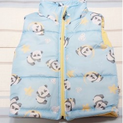 Бебешки елек в синьо и жълто с Панди Бебешки елек в синьо и жълто с Панди