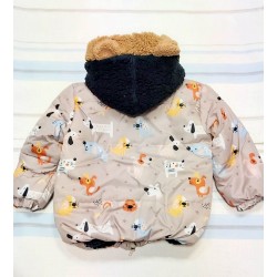Детско топло яке с пухкава подплата и качулка с ушички Детско топло яке с пухкава подплата и качулка с ушички