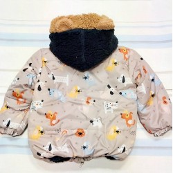 Детско топло яке с пухкава подплата и качулка с ушички 