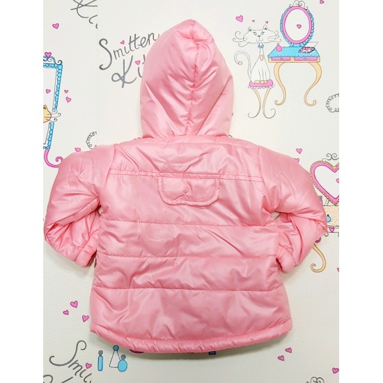 Бебешко преходно яке в розово и зелено на цветя с качулка