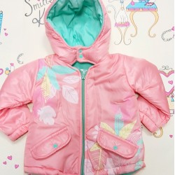 Бебешко преходно яке в розово и зелено на цветя с качулка