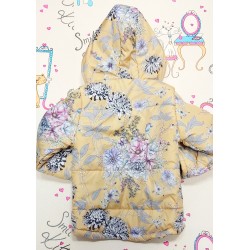Детско преходно яке в жълто и лилаво на цветя с качулка Детско преходно яке в жълто и лилаво на цветя с качулка