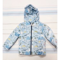 Бебешко преходно яке с качулка в синьо с динозаври