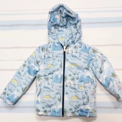 Бебешко преходно яке с качулка в синьо с динозаври Бебешко преходно яке с качулка в синьо с динозаври