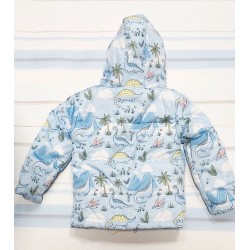 Бебешко преходно яке с качулка в синьо с динозаври Бебешко преходно яке с качулка в синьо с динозаври