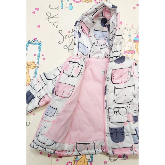 Бебешко преходно шушляково яке в бяло на котета