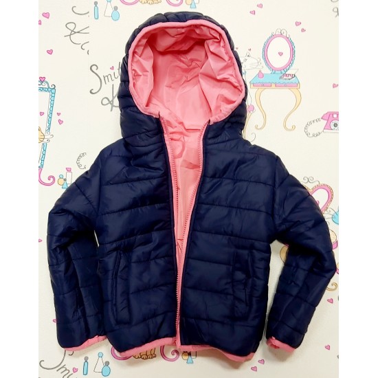 Детско преходно двулицево яке в розово и тъмносиньо Детско преходно двулицево яке в розово и тъмносиньо