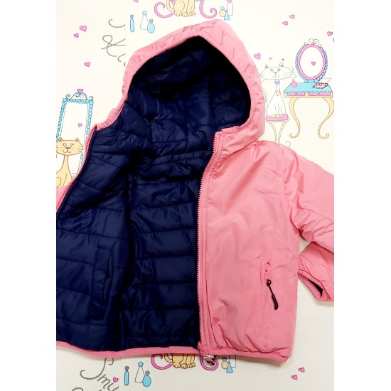 Детско преходно двулицево яке в розово и тъмносиньо Детско преходно двулицево яке в розово и тъмносиньо