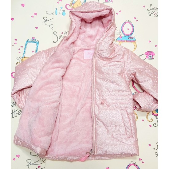 Детско шушляково яке в розово с розова пухкава подплата