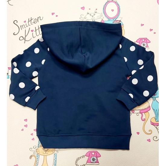 Детски суичър в тъмносиньо на точки с Мини Маус
