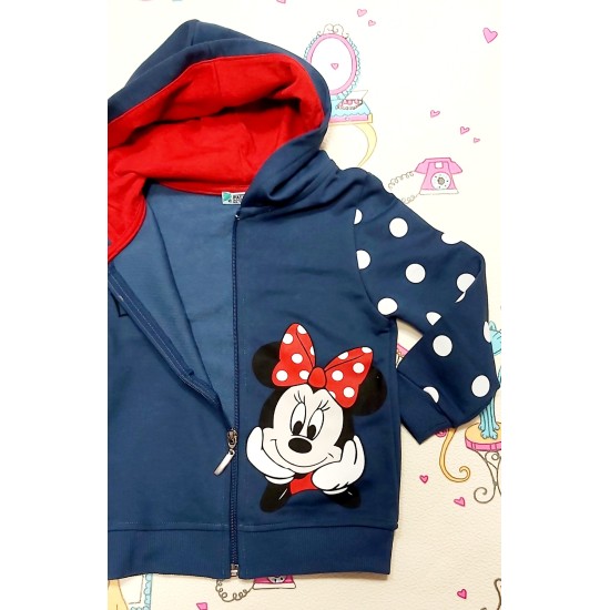 Детски суичър в тъмносиньо на точки с Мини Маус