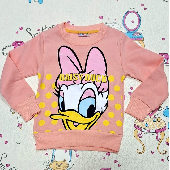 Ватирана детска блуза в прасковено розово с патето Дейзи