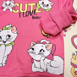 Ватирана детска блуза в цикламено с котето Мари Ватирана детска блуза в цикламено с котето Мари