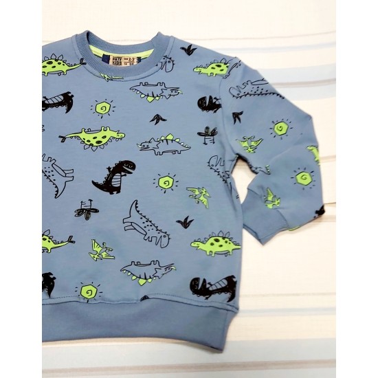 Синя детска блуза с динозаври Синя детска блуза с динозаври