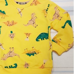 Жълта детска блуза с динозаври