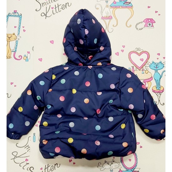 Детско зимно яке в тъмносиньо на точки с шалче Детско зимно яке в тъмносиньо на точки с шалче