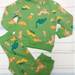 Детски комплект в зелено на динозаври Детски комплект в зелено на динозаври