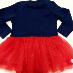 Бебешка Коледна боди рокля Елхичка в тъмносиньо с тюл Бебешка Коледна боди рокля Елхичка в тъмносиньо с тюл