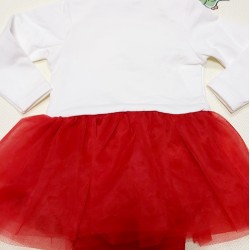 Бебешка Коледна боди рокля Елхичка в бяло с тюл Бебешка Коледна боди рокля Елхичка в бяло с тюл