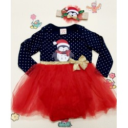 Бебешка Коледна боди рокля в тъмносиньо Пингвинче Бебешка Коледна боди рокля в тъмносиньо Пингвинче