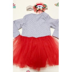 Бебешка Коледна боди рокля в сиво и златно Пингвинче Бебешка Коледна боди рокля в сиво и златно Пингвинче