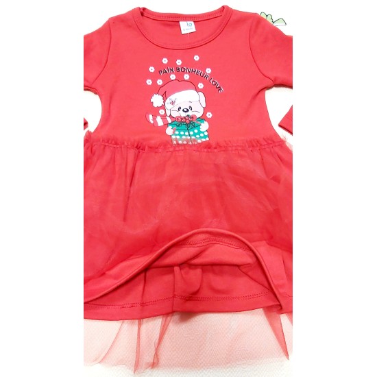 Детска коледна рокля с меченце Детска коледна рокля с меченце