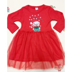 Детска коледна рокля с меченце Детска коледна рокля с меченце