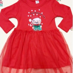 Детска коледна рокля с меченце Детска коледна рокля с меченце
