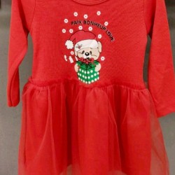 Детска коледна рокля с меченце