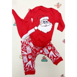 Бебешки Коледен комплект с Дядо Коледа с шапка Бебешки Коледен комплект с Дядо Коледа с шапка