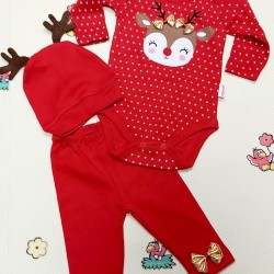 Бебешки Коледен комплект с шапка  Еленче