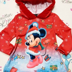 Коледна рокля с Мини Маус с качулка Коледна рокля с Мини Маус с качулка