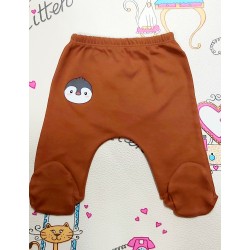 Бебешки ританки в кафяво с пингвин