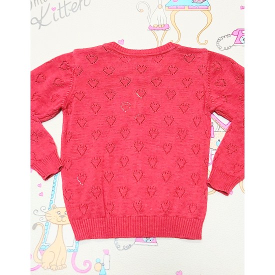 Детска червена жилетка на сърчица Детска червена жилетка на сърчица