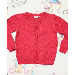 Детска червена жилетка на сърчица