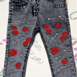 Детски сиви дънки на червени рози Детски сиви дънки на червени рози